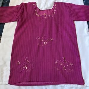 Custom Made Indian Embroidered Floral Top Size S